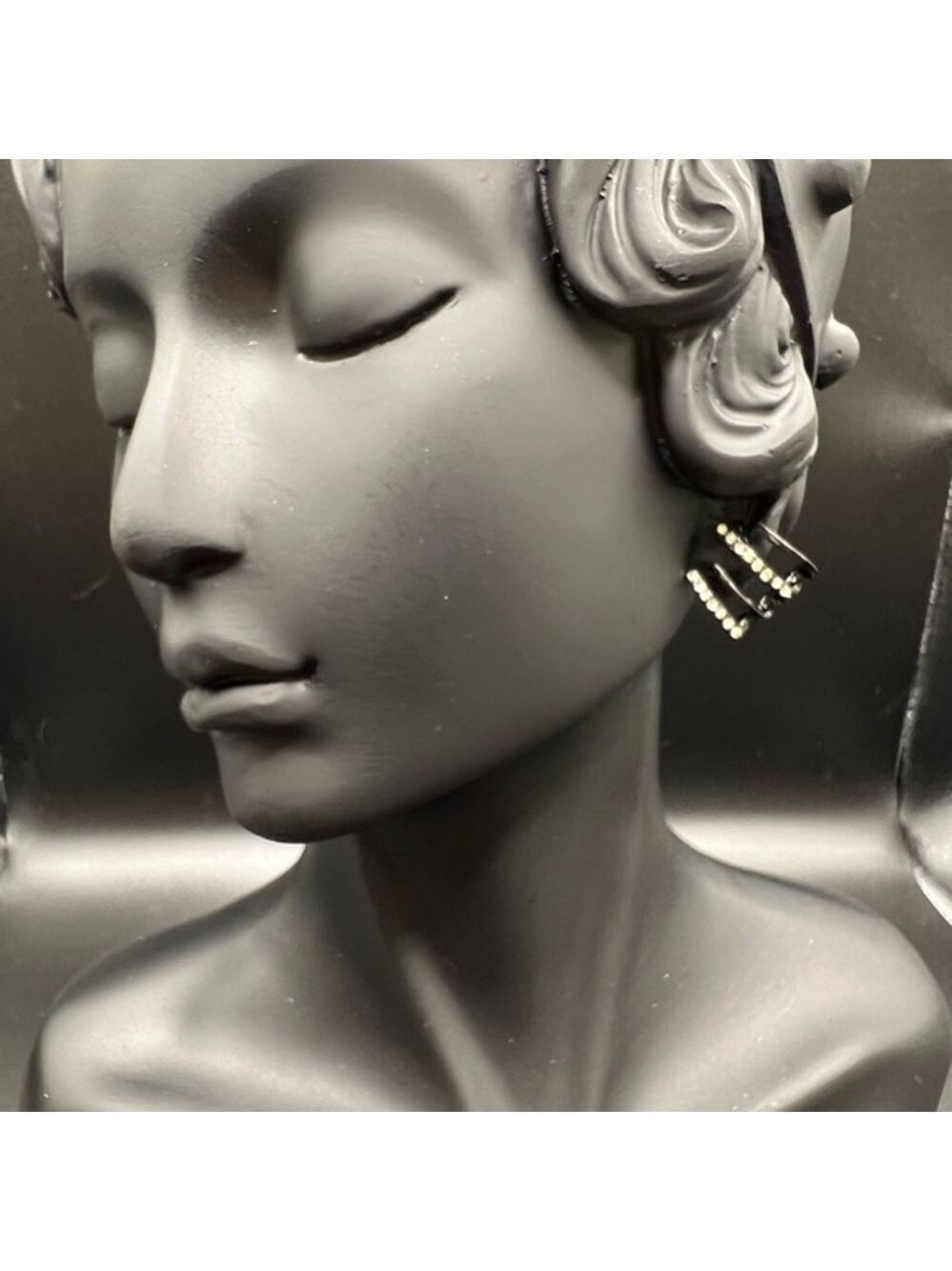 Gmai Black Hoop Earrings Cubic Zirconia Copper